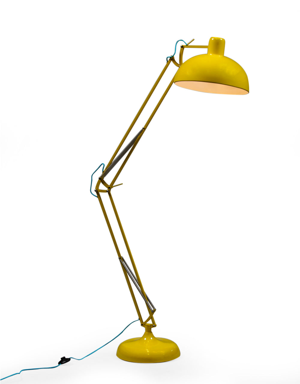 Yellow Extra Large Classic Desk Style Floor Lamp (Blue Fabric Flex)