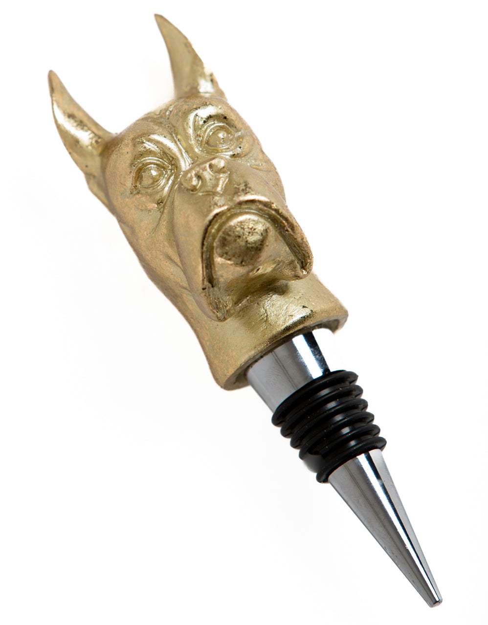 Antique Gold Dog Head Bottle Stopper
