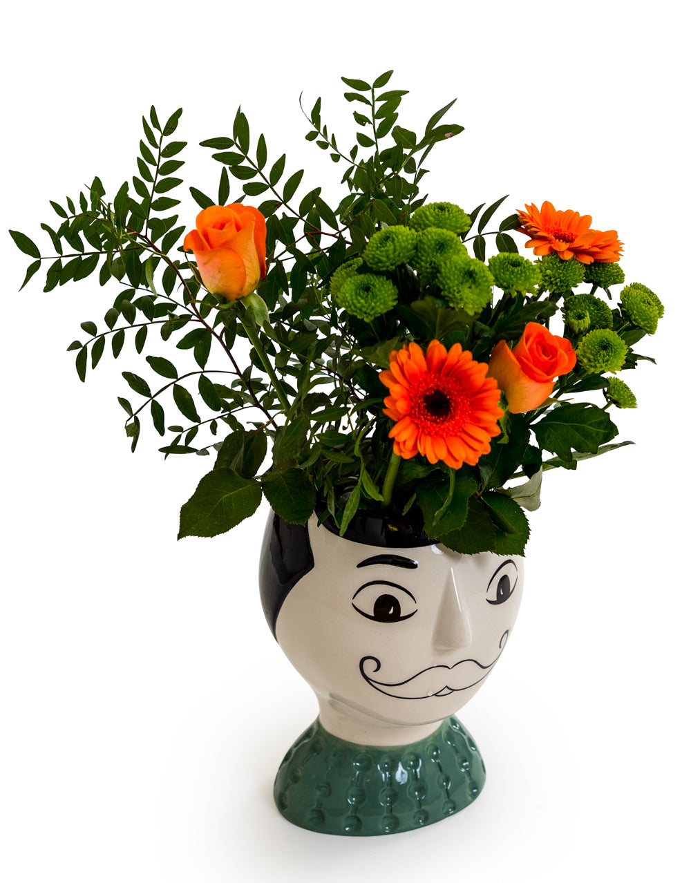 Ceramic Doodle Man's Face Vase - Moustache