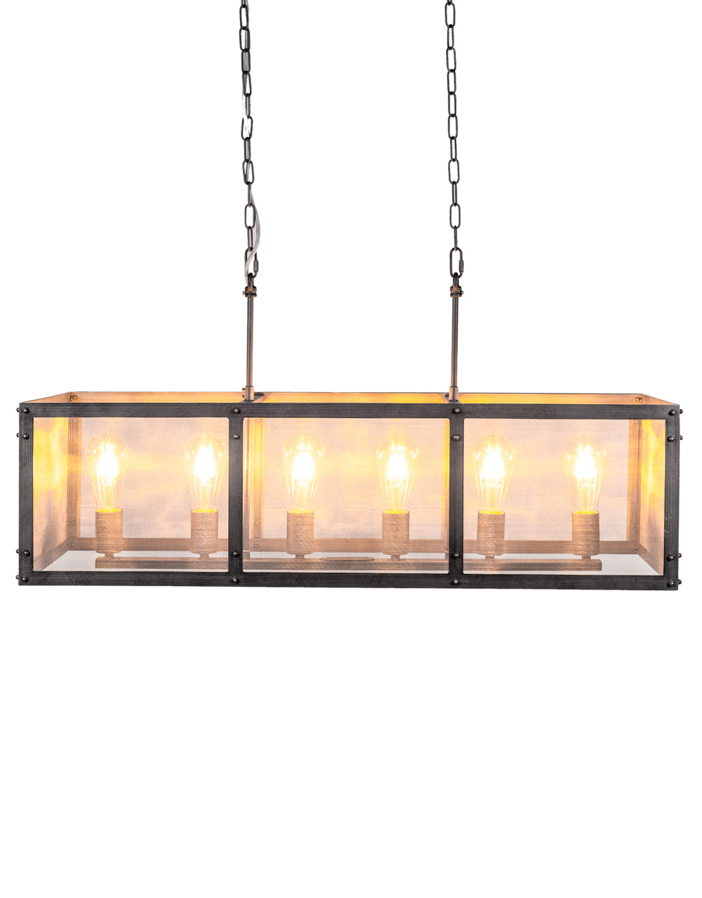Rectangular Industrial Iron Chandelier