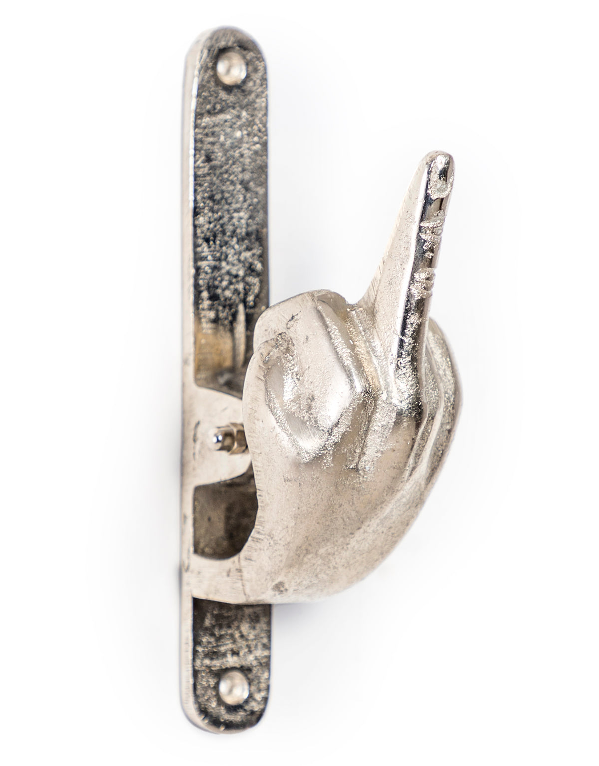 Raw Nickel Middle Finger Hand Door Knocker