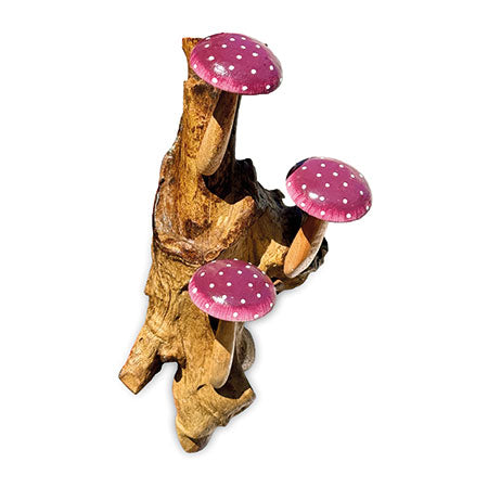 VIOLET WALL HANGING 3 MUSHROOMS SCULPTURE