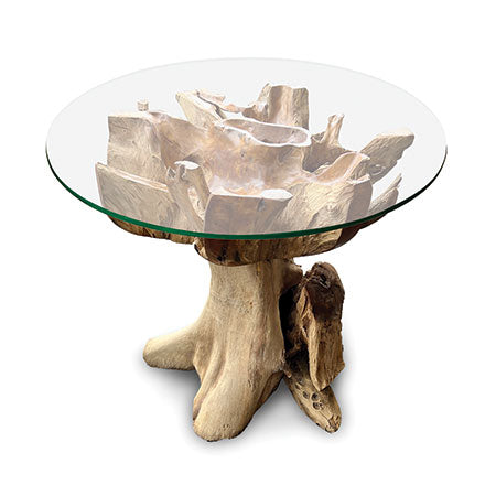 Lombok Round Dining table with glass 120 cm