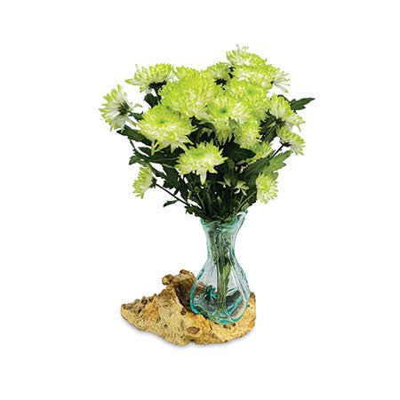 DRIFTWOOD WITH CRINKLE MOLTEN GLASS VASE 25CM