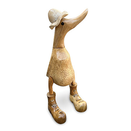 NATURAL DUCK WITH FRILLY HAT AND BOOTS 25CM