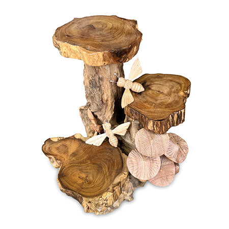 TRIPLE MINI SHELVES WITH BEES + MUSHROOMS 24 CM