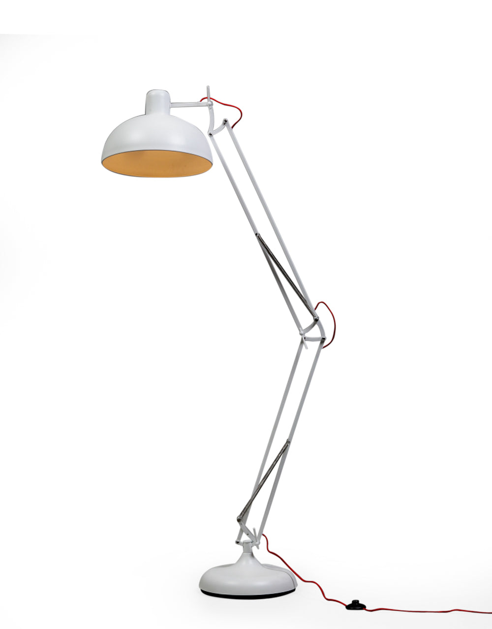 Matt White Extra Large Classic Desk Style Floor Lamp (Red Flex)