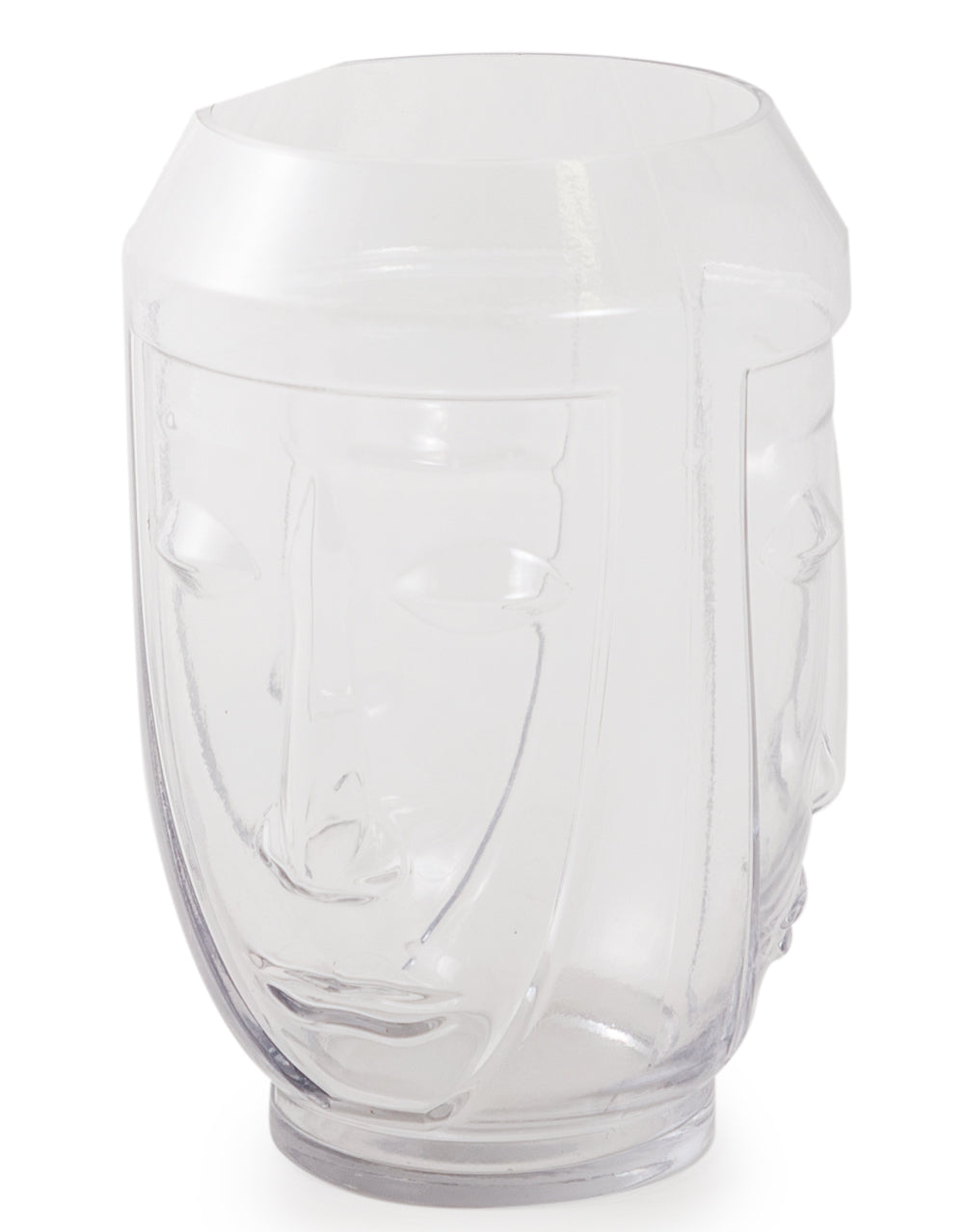 Clear Glass Deco Face Vase
