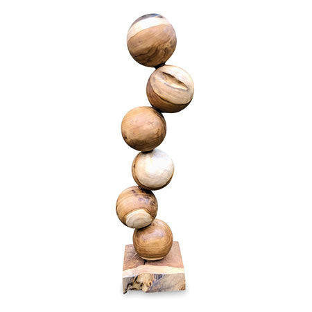 Teak 6 Ball Sculpture 65 cm