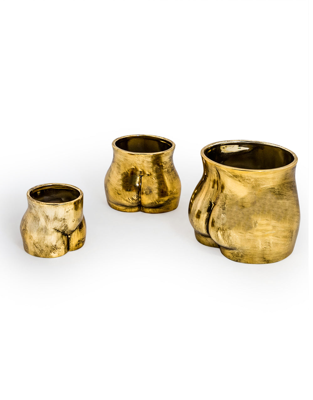 Antique Gold Small Booty Flower Pot/Storage Jar