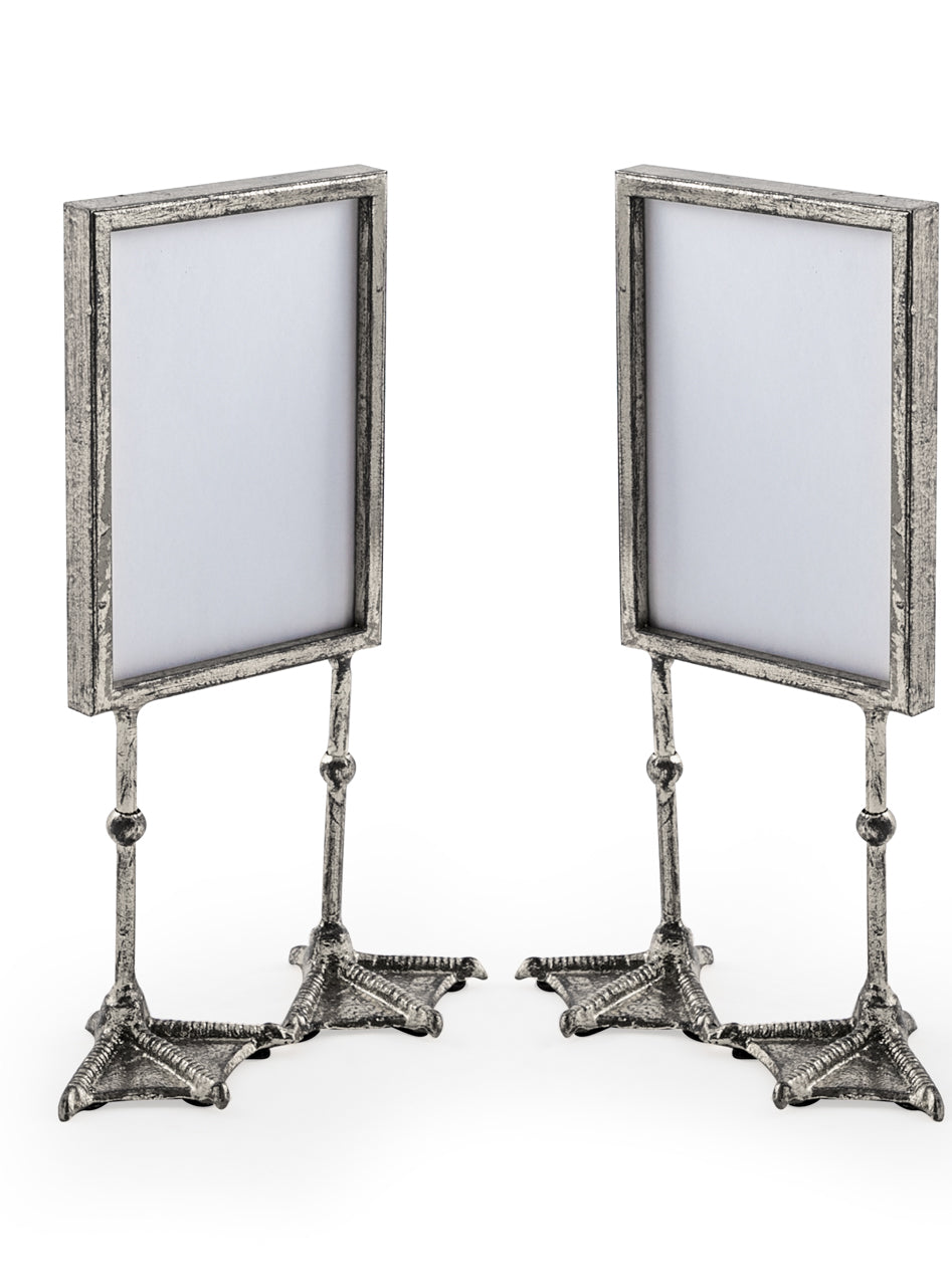 Pair of Antique Silver 5x7" Duck Feet Portrait Photo Frames
