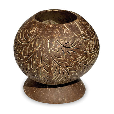 COCONUT SHELL SPHERE  PHOENIX STYLE INTRICATE CARVING