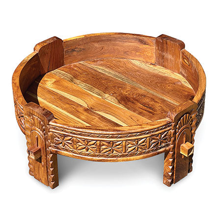 TEAK SEED GRINDER TABLE LARGE 70CM