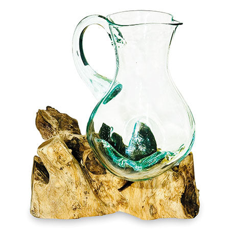 ROOT WITH MOLTEN GLASS JUG LARGE 27CM