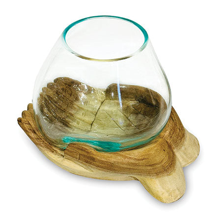 DOUBLE HAND OF HOPE WITH MOLTEN GLASS BOWL