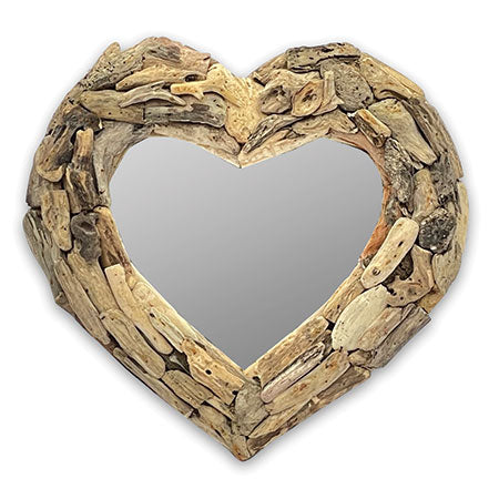 DRIFTWOOD HEART MIRROR 50CM