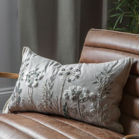 Amaryllis Embroidered Cushion