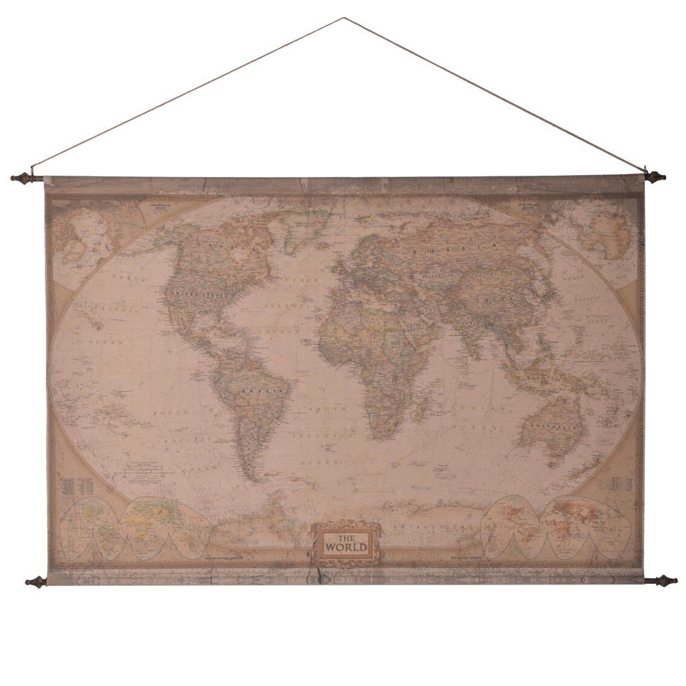 Large Fabric Hanging World Map