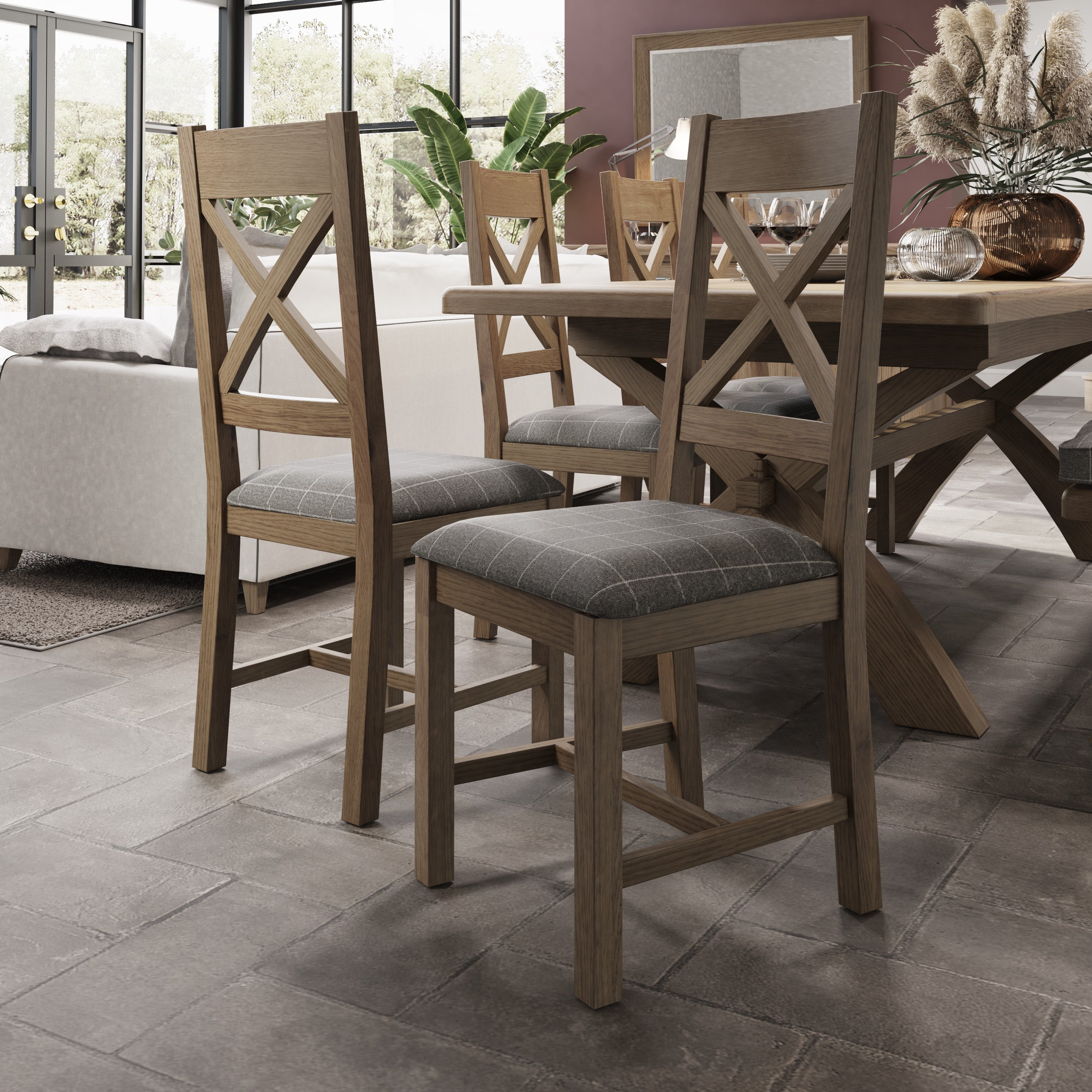 Horner Cross Back Fabric Seat Dining Chair