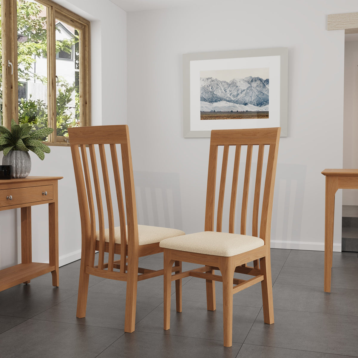 Newton Slat Back Fabric Seat Dining Chair