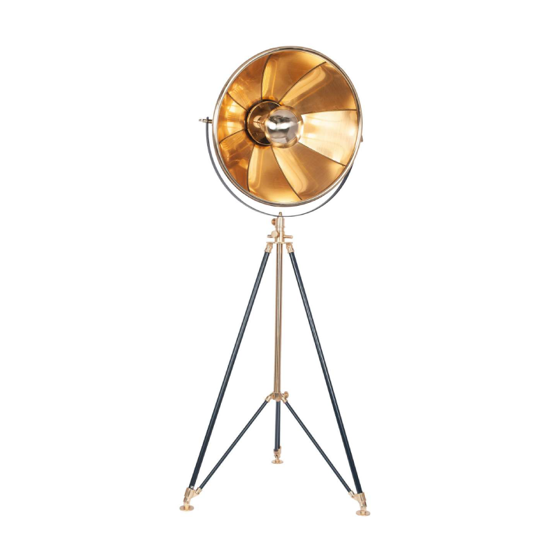 Black and Brass Large Tripod Floor Lamp